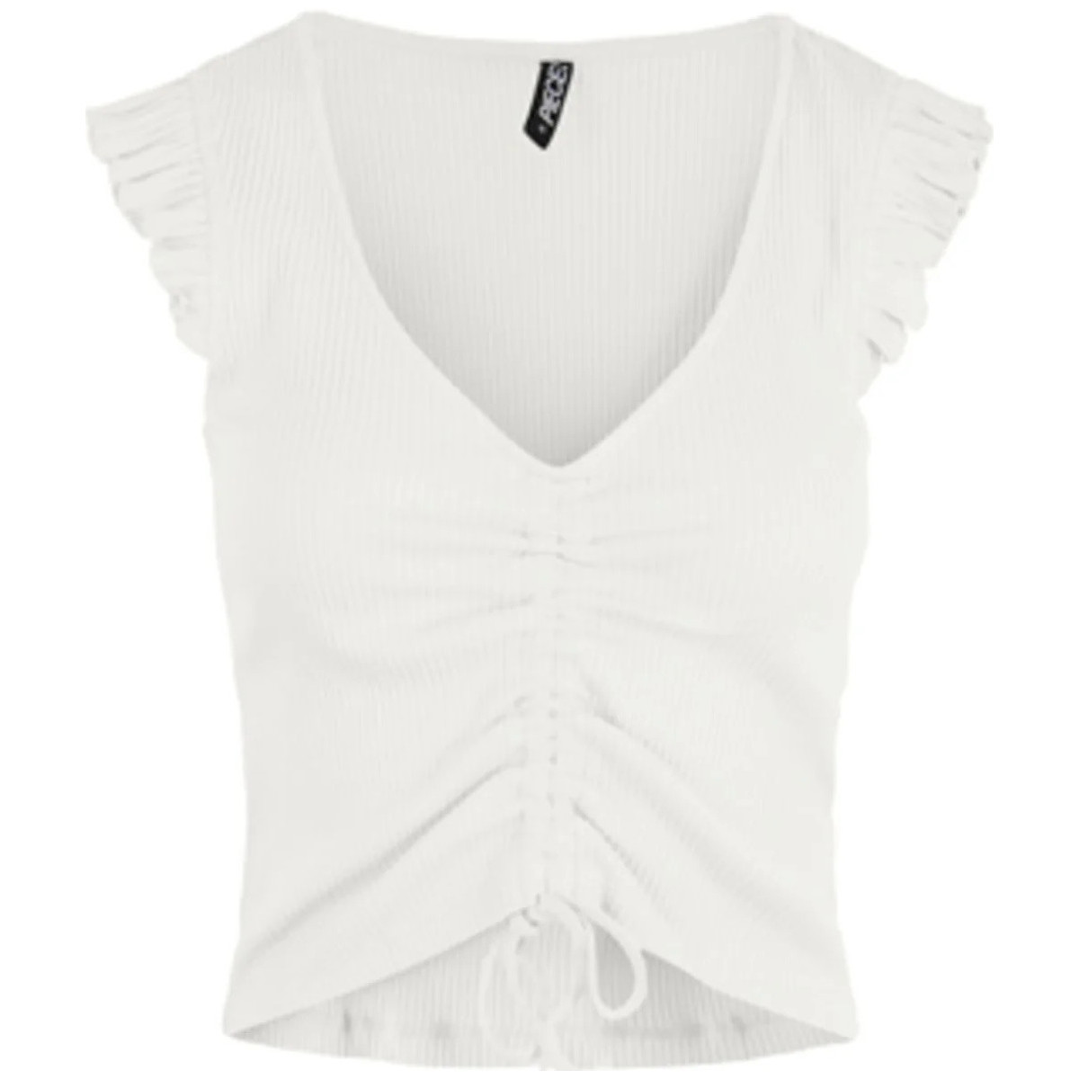 textil Mujer Camisetas sin mangas Pieces Camiseta blanca sin mangas ajustable Blanco