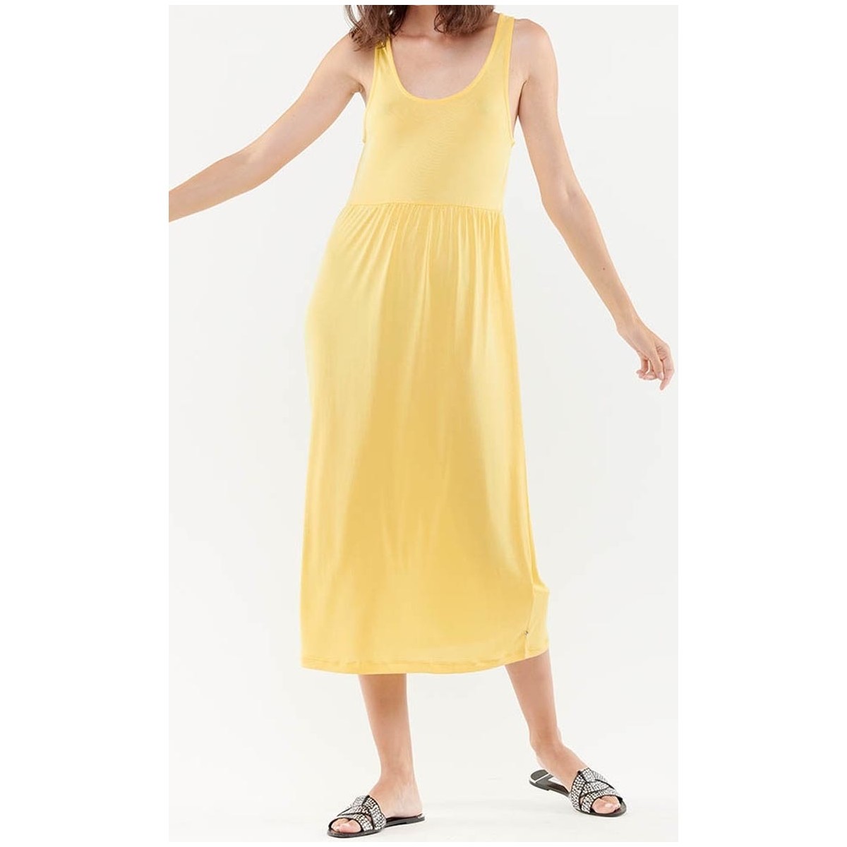 textil Mujer Vestidos Le Temps des Cerises Vestido largo plisada LALY Amarillo