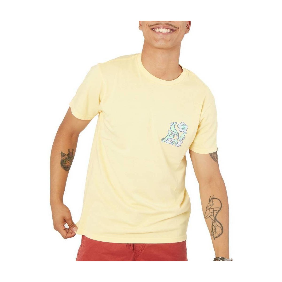 textil Hombre Camisas manga corta Vans PEACE FLOWER SS Amarillo