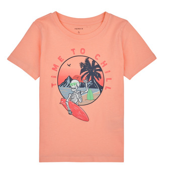 textil Niño Camisetas manga corta Name it NKMFICOLAJ SS TOP BOX Naranja