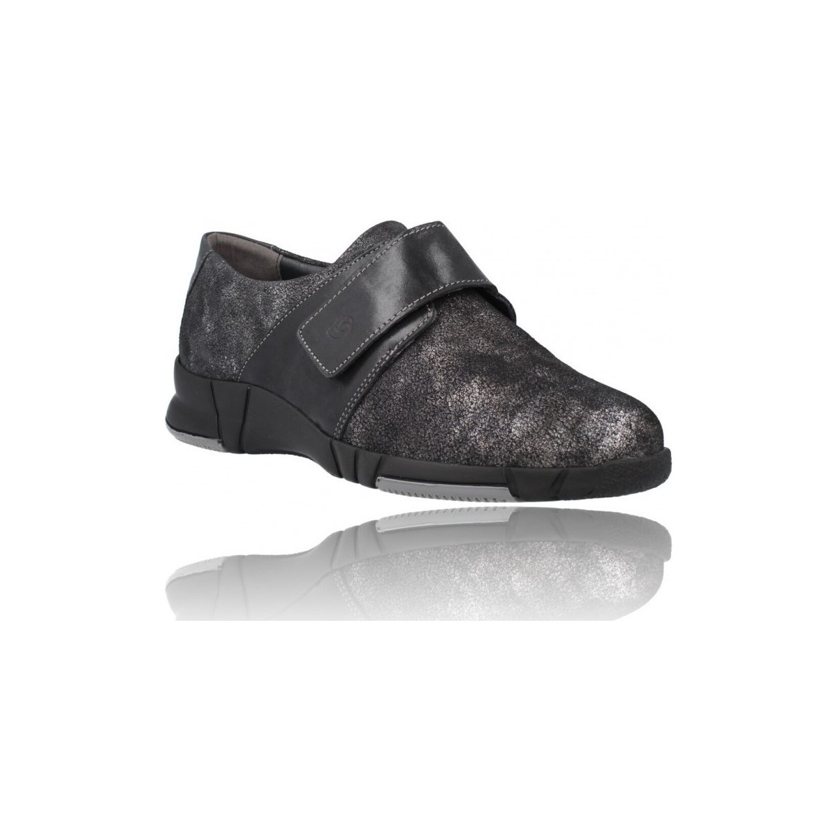 Zapatos Mujer Derbie & Richelieu Suave 3203 Zapatos Casual con Velcro de Mujer Negro