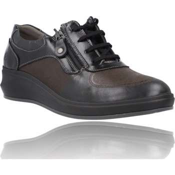Zapatos Mujer Derbie & Richelieu Suave Zapatos Casual de Piel con Cordones para Mujeres de  3414 Negro