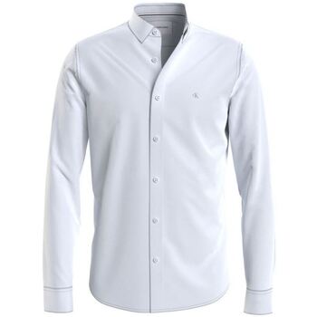 textil Hombre Camisas manga larga Calvin Klein Jeans CAMISA CHEST LOGO  HOMBRE Blanco