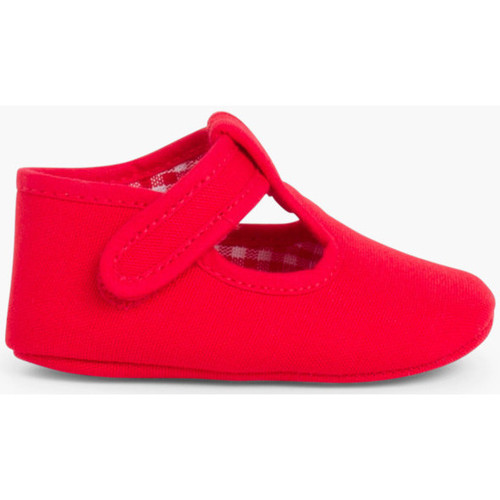 Zapatos Niña Bailarinas-manoletinas Pisamonas Badana Pepito Bebé Tela Cinta Adhesiva Rojo