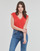 textil Mujer Camisetas manga corta Only ONLJASMINA S/S V-NECK LACE TOP Rojo