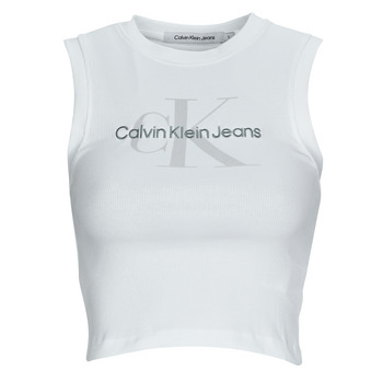 textil Mujer Camisetas manga corta Calvin Klein Jeans ARCHIVAL MONOLOGO RIB TANK TOP Blanco