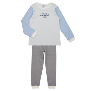 textil Niños Pijama Petit Bateau FRERE Azul / Blanco