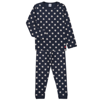 textil Niños Pijama Petit Bateau FREROT Marino / Blanco