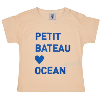 textil Niños Camisetas manga corta Petit Bateau FAON Beige / Azul