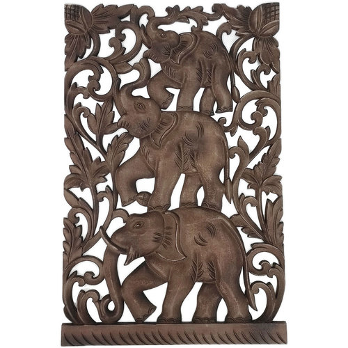 Casa Figuras decorativas Signes Grimalt Adorno Pared Elefantes Marrón