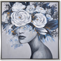 Casa Cuadros / pinturas Signes Grimalt Cuadro Mujer Tocado Flores Azul