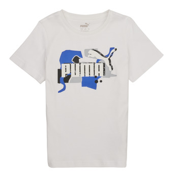 textil Niño Camisetas manga corta Puma ESS COL LOGO Blanco / Azul