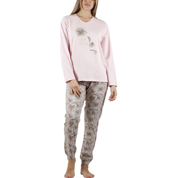 textil Mujer Pijama Admas Pantalones de pijama top manga larga Made With Love Rosa