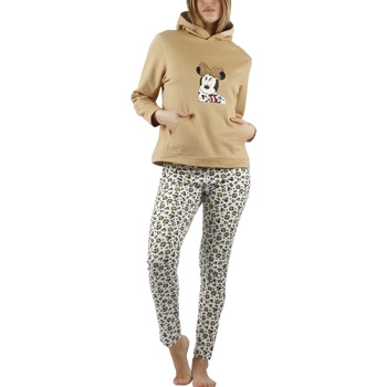 textil Mujer Pijama Admas Conjunto de pijama pantalón top con capucha Minnie Leopardo Marrón