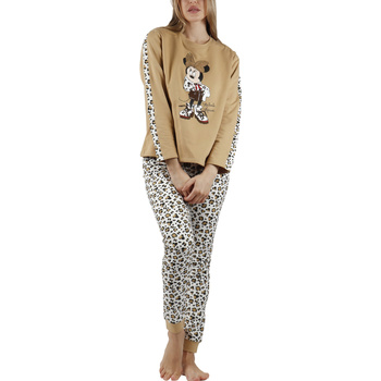 textil Mujer Pijama Admas Conjunto de pijama pantalón top manga larga Minnie Leopardo Marrón