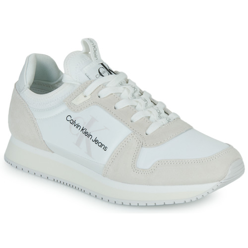 Zapatos Mujer Zapatillas bajas Calvin Klein Jeans RUNNER SOCK LACEUP NY-LTH W Blanco