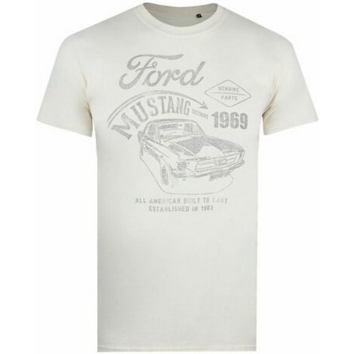 textil Hombre Camisetas manga larga Ford Mustang Detroit Beige