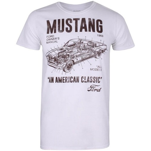 textil Hombre Camisetas manga larga Ford Mustang Manual Blanco