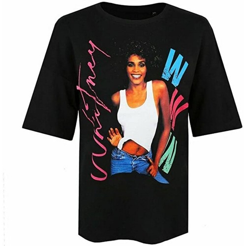 textil Mujer Camisetas manga larga Whitney Houston 80s Negro