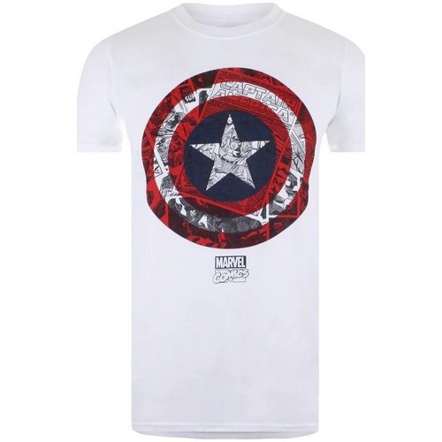 textil Hombre Camisetas manga larga Captain America TV783 Rojo