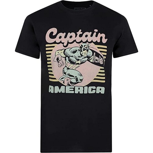 textil Hombre Camisetas manga larga Captain America 70's Negro