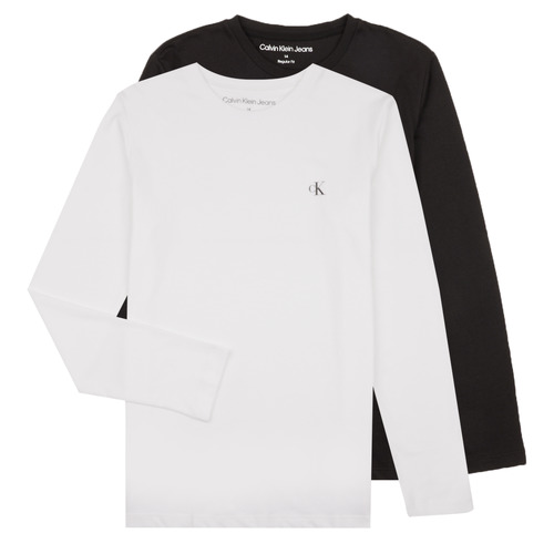 textil Niño Camisetas manga larga Calvin Klein Jeans 2-PACK MONOGRAM TOP LS X2 Negro / Blanco