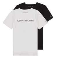 textil Niño Camisetas manga corta Calvin Klein Jeans CKJ LOGO 2-PACK T-SHIRT X2 Negro / Blanco