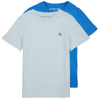 textil Niño Camisetas manga corta Calvin Klein Jeans PACK MONOGRAM TOP X2 Azul / Azul