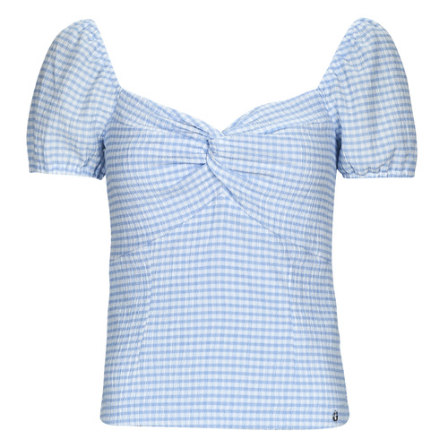 textil Mujer Tops / Blusas Guess SS LAZIZE KNOT TOP Blanco / Azul