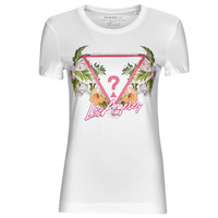 textil Mujer Camisetas manga corta Guess SS CN TRIANGLE FLOWERS TEE Blanco