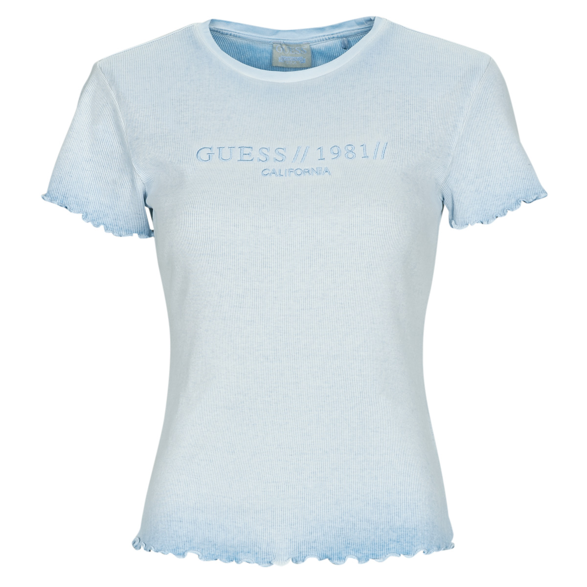 textil Mujer Camisetas manga corta Guess SS CN EDURNE TEE Azul