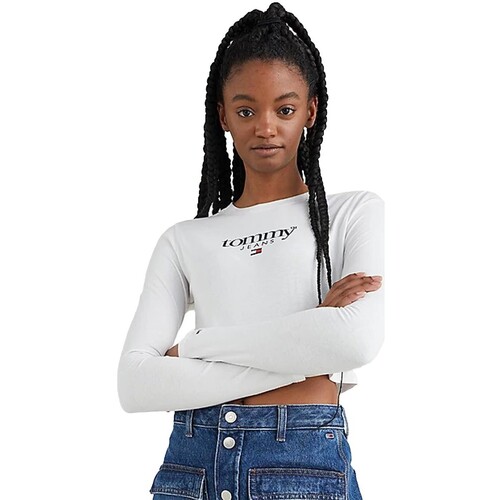 textil Mujer Tops / Blusas Tommy Jeans - Camiseta Cropped de Manga Larga Beige
