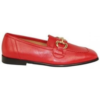 Zapatos Mujer Botas Lolas mocasin con punta cuadrada con eslabon metal Rojo