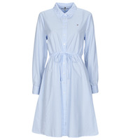 textil Mujer Vestidos cortos Tommy Hilfiger ITHAKA KNEE SHIRT-DRESS LS Blanco / Azul