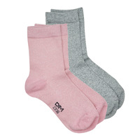 Accesorios Niña Calcetines DIM COTON STYLE ALL OVER LUREX FILLE PACK X2 Rosa / Gris