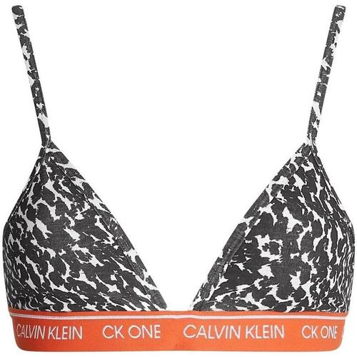 Ropa interior Mujer Sujetador Calvin Klein Jeans UNLINED TRIANGLE DISTORTED ANIMAL Negro