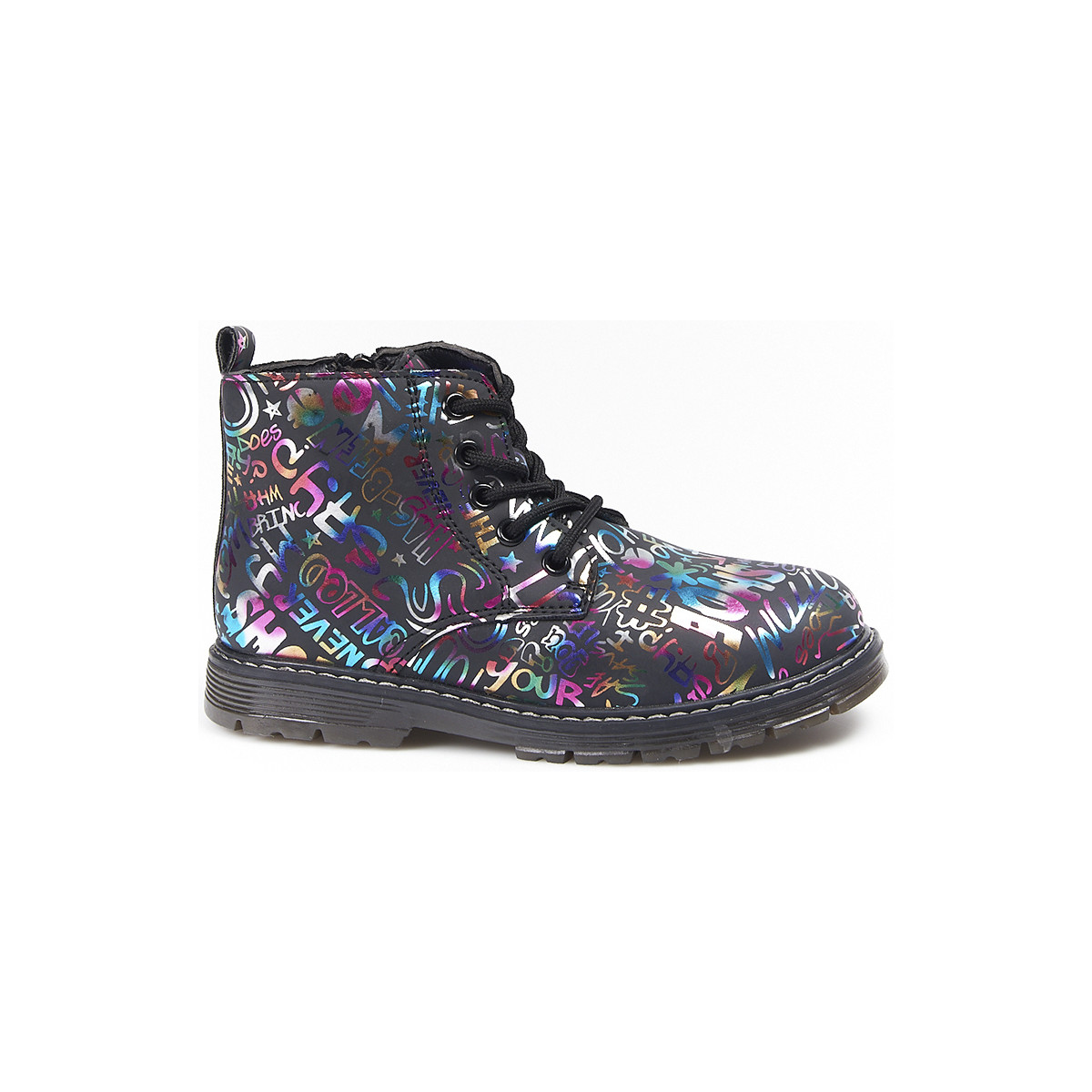 Zapatos Niños Derbie & Richelieu Bubble Kids Botines  Palabras de Colores A3544-L Negro Negro