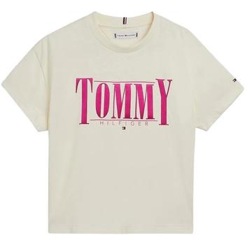 textil Niña Tops y Camisetas Tommy Hilfiger TOMMY SATEEN LOGO TEE Blanco