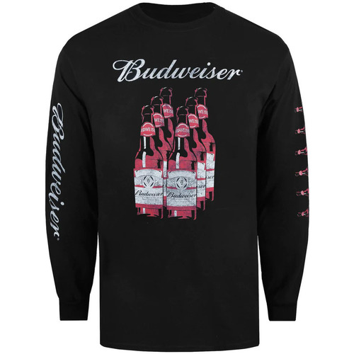 textil Hombre Camisetas manga larga Budweiser Six Pack Bottles Negro