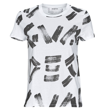 textil Mujer Camisetas manga corta Desigual TS_GLASGOW Blanco / Negro