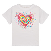 textil Niña Camisetas manga corta Desigual TS_HEART Blanco / Multicolor