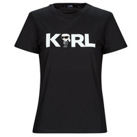 textil Mujer Camisetas manga corta Karl Lagerfeld IKONIK 2.0 KARL LOGO T-SHIRT Negro