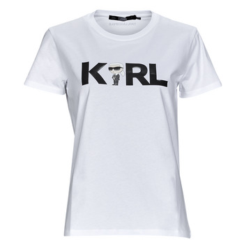textil Mujer Camisetas manga corta Karl Lagerfeld IKONIK 2.0 KARL LOGO T-SHIRT Blanco