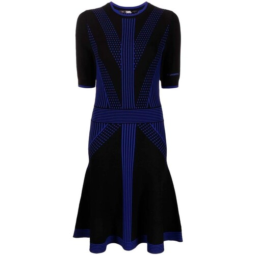 textil Mujer Vestidos Karl Lagerfeld - Vestido Tejido con Diseño de Dos Tonos Negro