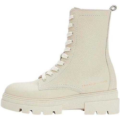 Zapatos Mujer Botines Tommy Hilfiger MONOCHROMATIC LACE UP BOOT Beige