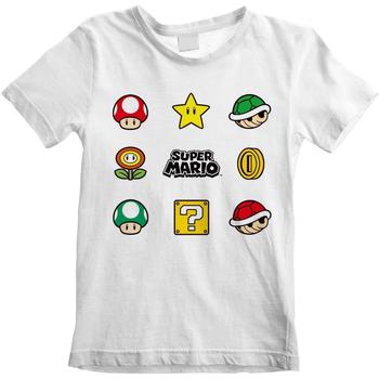 textil Niños Camisetas manga corta Super Mario Items Blanco