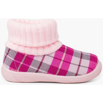 Zapatos Niña Pantuflas Pisamonas zapatillas casa bota con cuello tipo calcetín lana Rosa