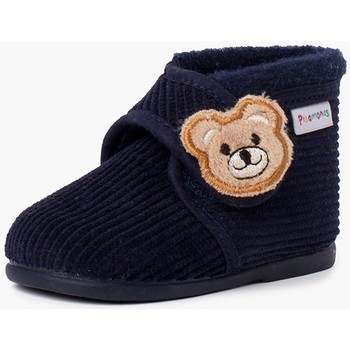 Pisamonas zapatillas casa botita pana oso niños Azul