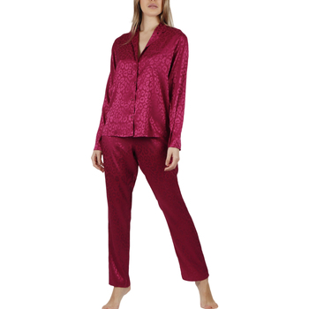 textil Mujer Pijama Admas Pijama pantalón camisa Satin Leopard Rojo