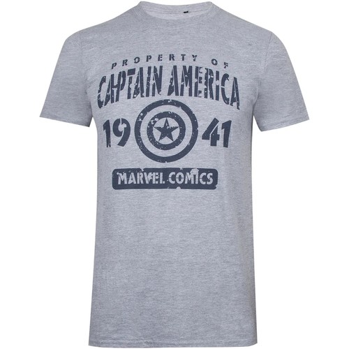 textil Hombre Camisetas manga larga Marvel Property Of Captain America Gris